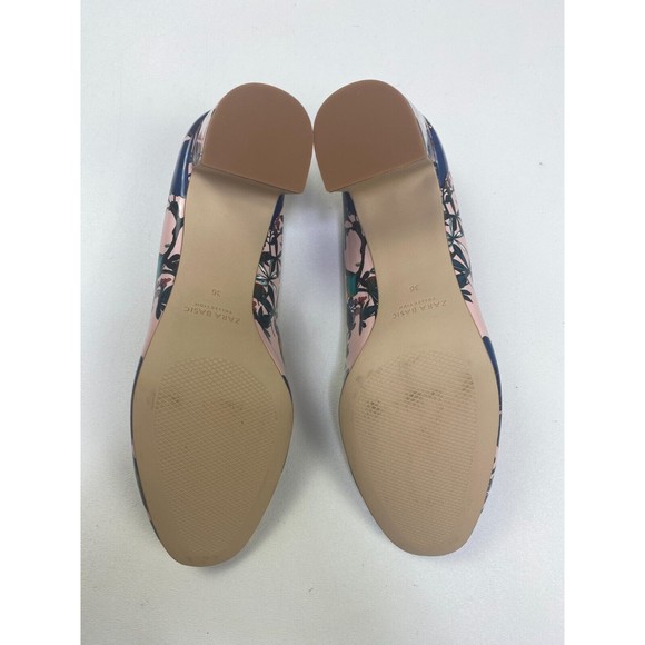 Zara Basic Tropical Animal Floral Pink Block Heel EU Size 36 (us size 6) NEW - Picture 8 of 13